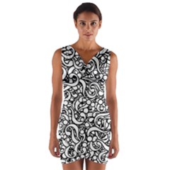 Question Mark Typographic Motif Random Pattern Wrap Front Bodycon Dress by dflcprintsclothing