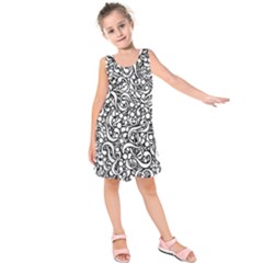 Question Mark Typographic Motif Random Pattern Kids  Sleeveless Dress by dflcprintsclothing