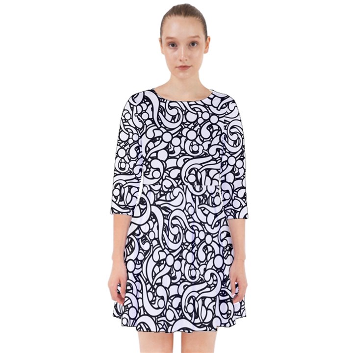 Question Mark Typographic Motif Random Pattern Smock Dress