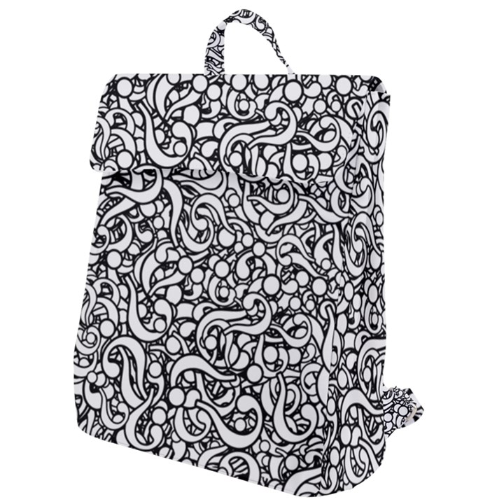 Question Mark Typographic Motif Random Pattern Flap Top Backpack