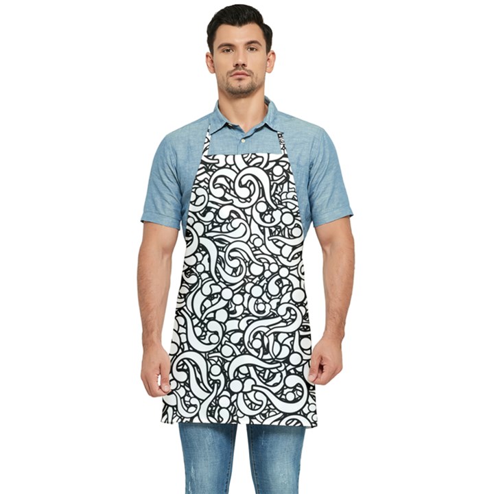 Question Mark Typographic Motif Random Pattern Kitchen Apron