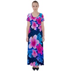 5424430 High Waist Short Sleeve Maxi Dress