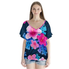 5424430 V-neck Flutter Sleeve Top by BellaVistaTshirt02