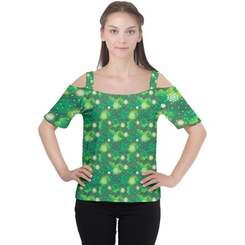 Leaf Clover Star Glitter Seamless Cutout Shoulder Tee by Pakemis