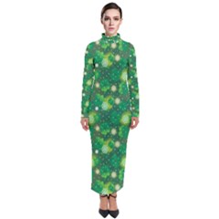 Leaf Clover Star Glitter Seamless Turtleneck Maxi Dress by Pakemis