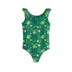 Leaf Clover Star Glitter Seamless Kids  Frill Swimsuit by Pakemis