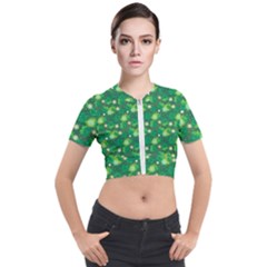 Leaf Clover Star Glitter Seamless Short Sleeve Cropped Jacket by Pakemis