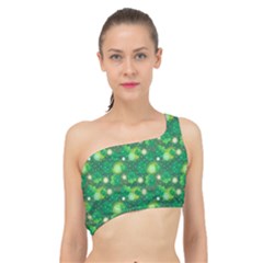 Leaf Clover Star Glitter Seamless Spliced Up Bikini Top  by Pakemis