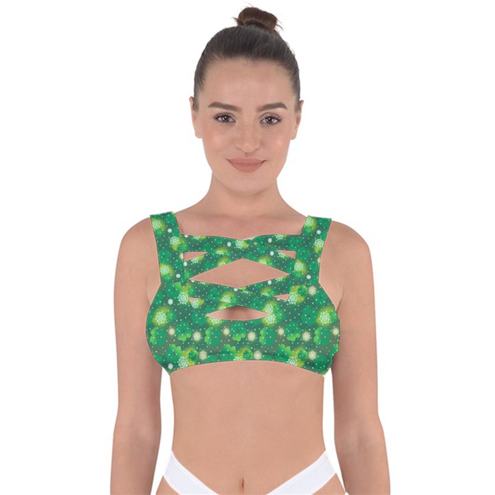 Leaf Clover Star Glitter Seamless Bandaged Up Bikini Top