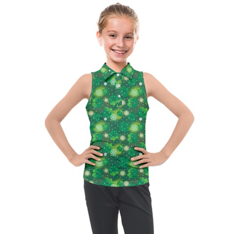 Leaf Clover Star Glitter Seamless Kids  Sleeveless Polo Tee by Pakemis