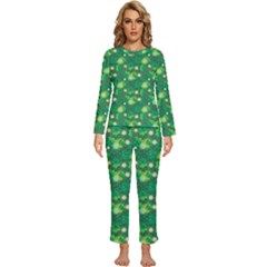 Leaf Clover Star Glitter Seamless Womens  Long Sleeve Lightweight Pajamas Set