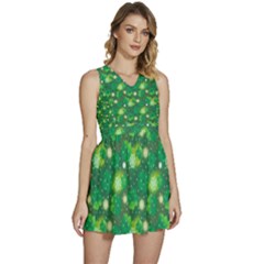 Leaf Clover Star Glitter Seamless Sleeveless High Waist Mini Dress by Pakemis