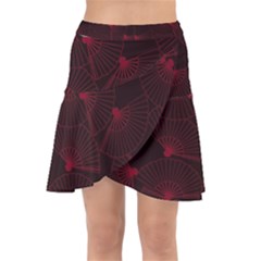 Folding Fan Seamless Pattern Wrap Front Skirt by Pakemis