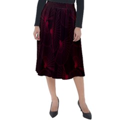 Folding Fan Seamless Pattern Classic Velour Midi Skirt  by Pakemis