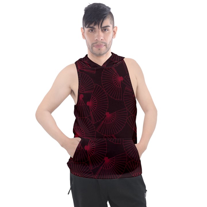 Folding Fan Seamless Pattern Men s Sleeveless Hoodie