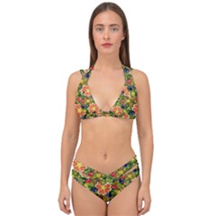 Fruits Star Blueberry Cherry Leaf Double Strap Halter Bikini Set by Pakemis