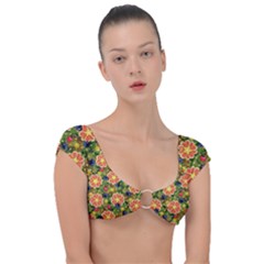 Fruits Star Blueberry Cherry Leaf Cap Sleeve Ring Bikini Top by Pakemis