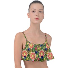 Fruits Star Blueberry Cherry Leaf Frill Bikini Top by Pakemis