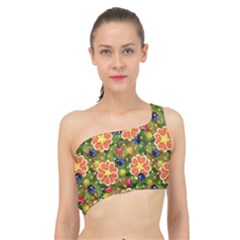 Fruits Star Blueberry Cherry Leaf Spliced Up Bikini Top  by Pakemis