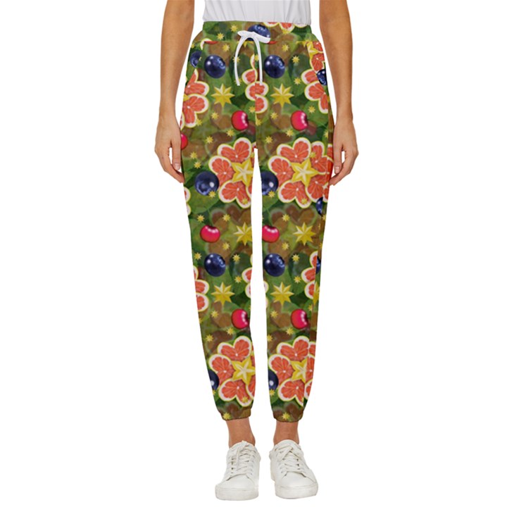 Fruits Star Blueberry Cherry Leaf Cropped Drawstring Pants