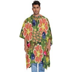 Fruits Star Blueberry Cherry Leaf Men s Hooded Rain Ponchos