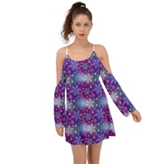 Snow White Blue Purple Tulip Boho Dress by Pakemis