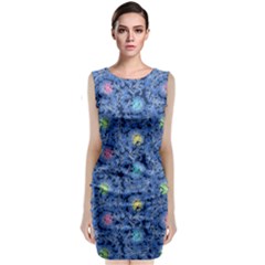 Floral Asia Seamless Pattern Blue Classic Sleeveless Midi Dress by Pakemis