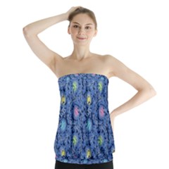 Floral Asia Seamless Pattern Blue Strapless Top by Pakemis