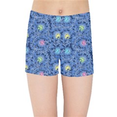 Floral Asia Seamless Pattern Blue Kids  Sports Shorts by Pakemis