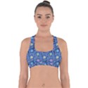 Floral Asia Seamless Pattern Blue Cross Back Hipster Bikini Top  View1