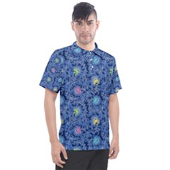 Floral Asia Seamless Pattern Blue Men s Polo Tee by Pakemis