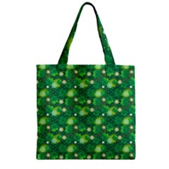 Leaf Clover Star Glitter Seamless Zipper Grocery Tote Bag by Pakemis