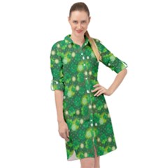 Leaf Clover Star Glitter Seamless Long Sleeve Mini Shirt Dress by Pakemis