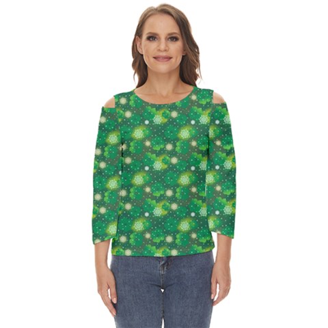 Leaf Clover Star Glitter Seamless Cut Out Wide Sleeve Top by Pakemis