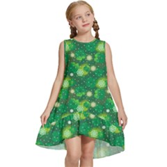 Leaf Clover Star Glitter Seamless Kids  Frill Swing Dress by Pakemis