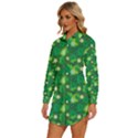 Leaf Clover Star Glitter Seamless Womens Long Sleeve Shirt Dress View2