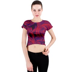 Roses Red Purple Flowers Pretty Crew Neck Crop Top by Ravend