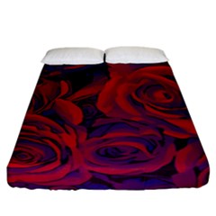 Roses Red Purple Flowers Pretty Fitted Sheet (california King Size) by Ravend