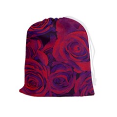 Roses Red Purple Flowers Pretty Drawstring Pouch (xl) by Ravend