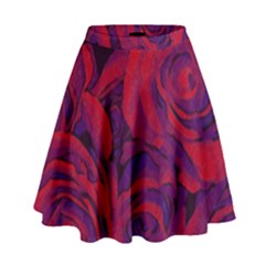 Roses Red Purple Flowers Pretty High Waist Skirt by Ravend