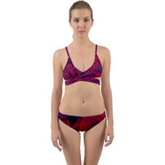 Roses Red Purple Flowers Pretty Wrap Around Bikini Set by Ravend