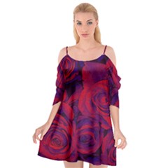 Roses Red Purple Flowers Pretty Cutout Spaghetti Strap Chiffon Dress by Ravend