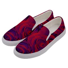 Roses Red Purple Flowers Pretty Men s Canvas Slip Ons by Ravend