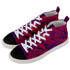 Roses Red Purple Flowers Pretty Men s Mid-top Canvas Sneakers by Ravend