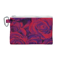 Roses Red Purple Flowers Pretty Canvas Cosmetic Bag (medium) by Ravend