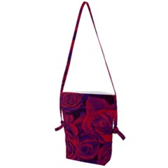 Roses Red Purple Flowers Pretty Folding Shoulder Bag by Ravend