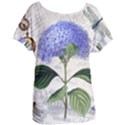 Blue Hydrangea Flower Painting Vintage Shabby Chic Dragonflies Women s Oversized Tee View1