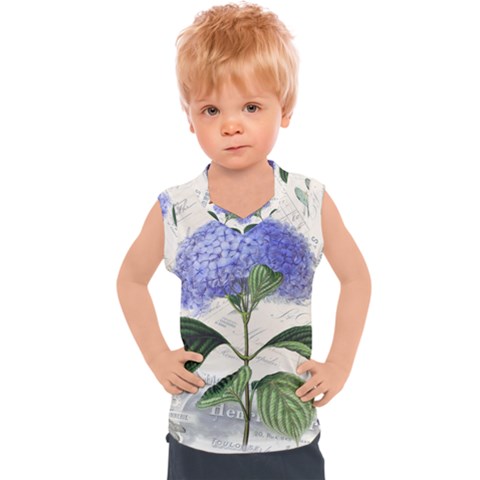 Blue Hydrangea Flower Painting Vintage Shabby Chic Dragonflies Kids  Sport Tank Top by danenraven