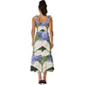 Blue Hydrangea Flower Painting Vintage Shabby Chic Dragonflies Tie-Strap Tiered Midi Chiffon Dress View4