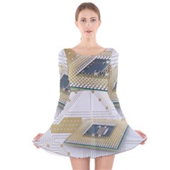 Technics Design Element Set Pattern Graphic Symbol Long Sleeve Velvet Skater Dress by danenraven